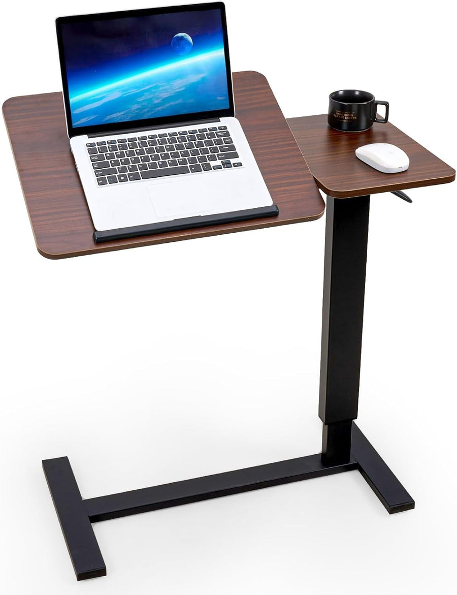 Overbed Laptop Table Height Adjustable Rolling Desk with Tilting Top 80x40cm