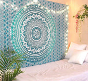 Sea Green Mandala Cotton Tapestry 230x274cm King Boho Decor