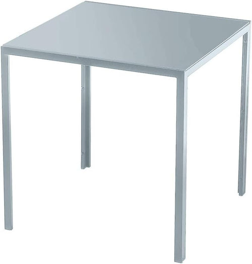 Small Modern Grey Glass Dining Table 75cm Square Tempered Metal Frame