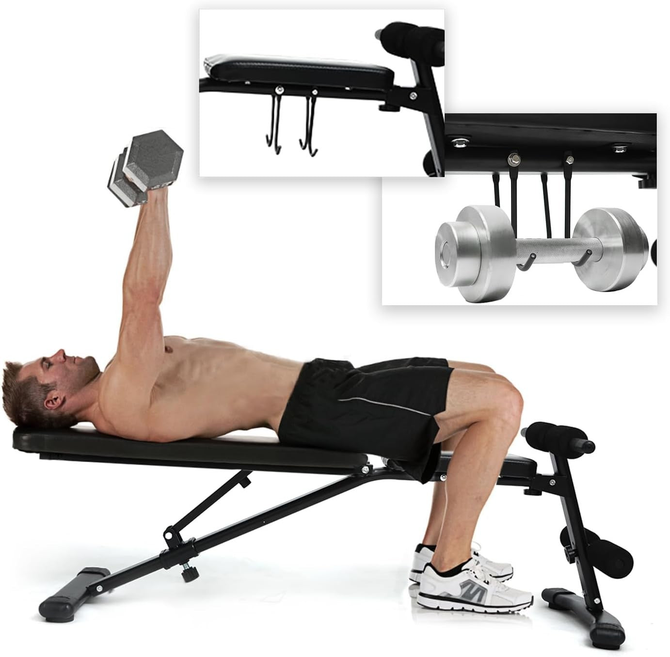 Adjustable Squat Rack & Foldable Weight Bench Set Home Gym Package