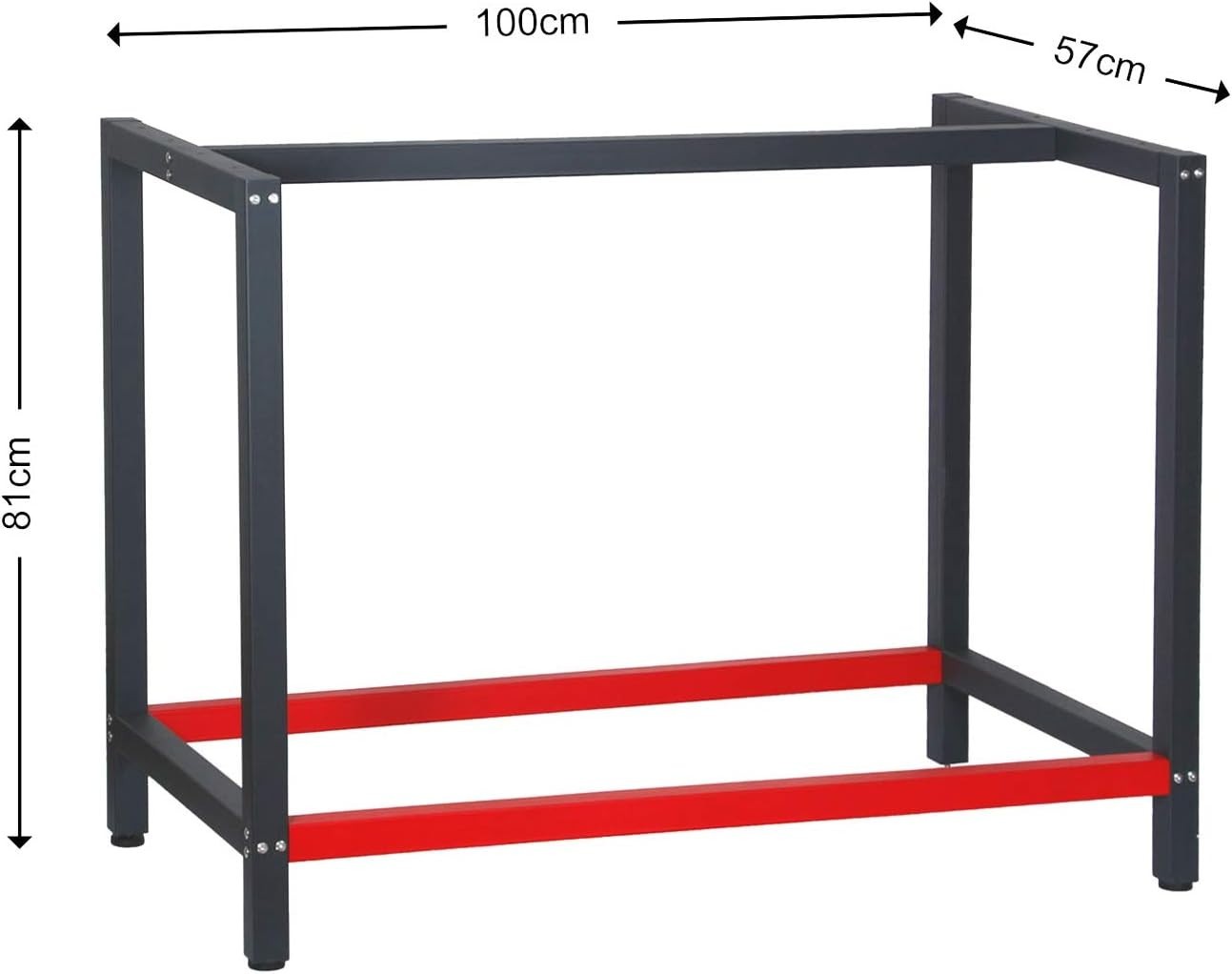 Heavy Duty Steel Workbench Frame 100x57x81cm Anthracite Red DIY Table Base