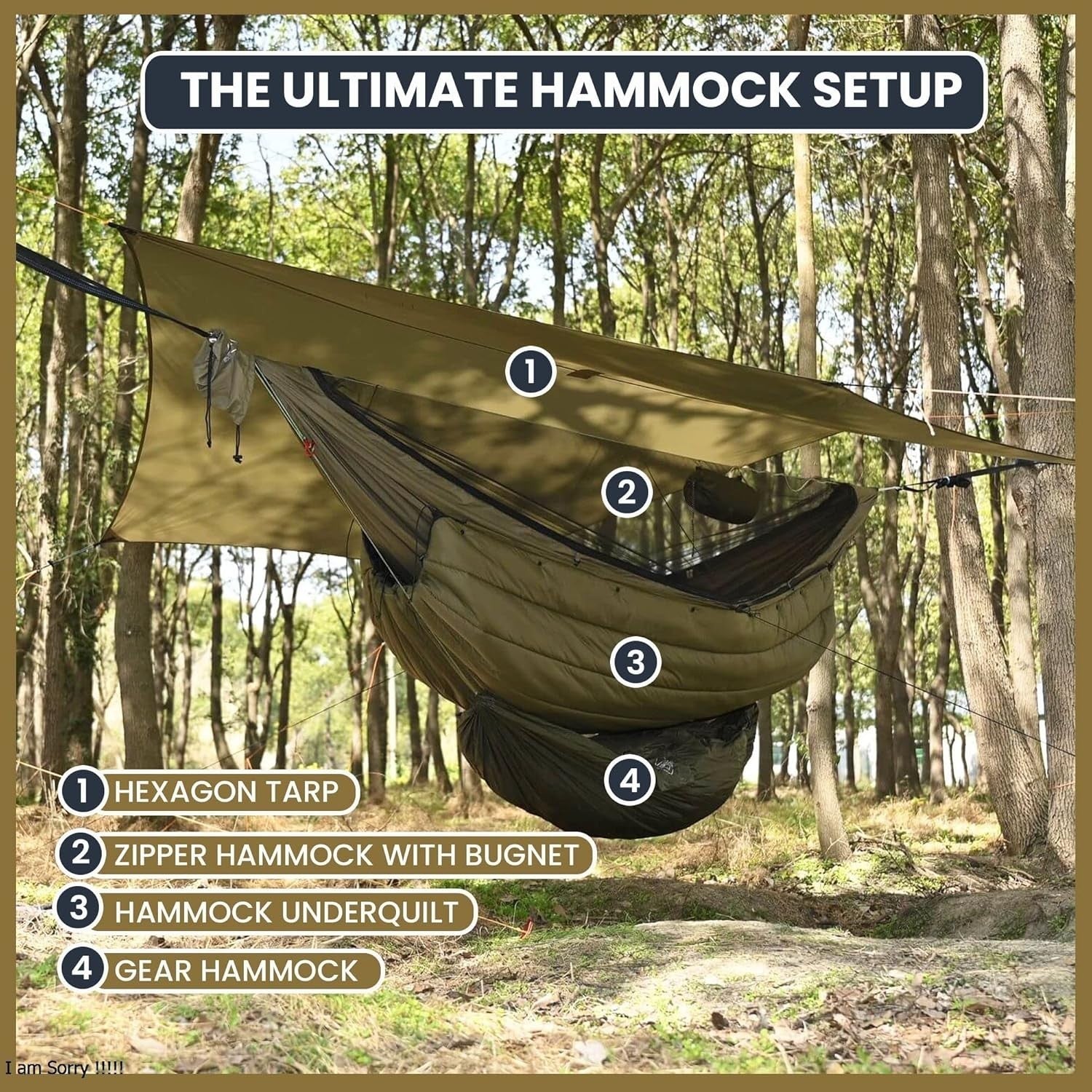 Outdoor Double Hammock with Mosquito Net, Lightweight & Easy Setup