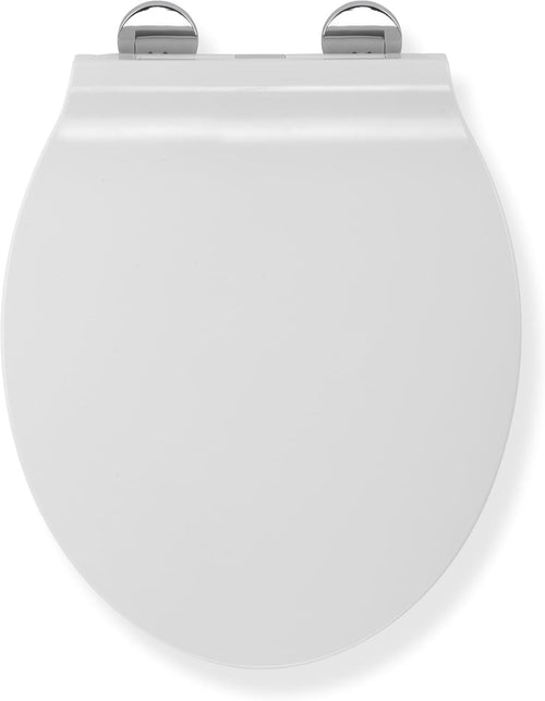 White Oval Slimline Toilet Seat Soft Close Quick Release Antibacterial