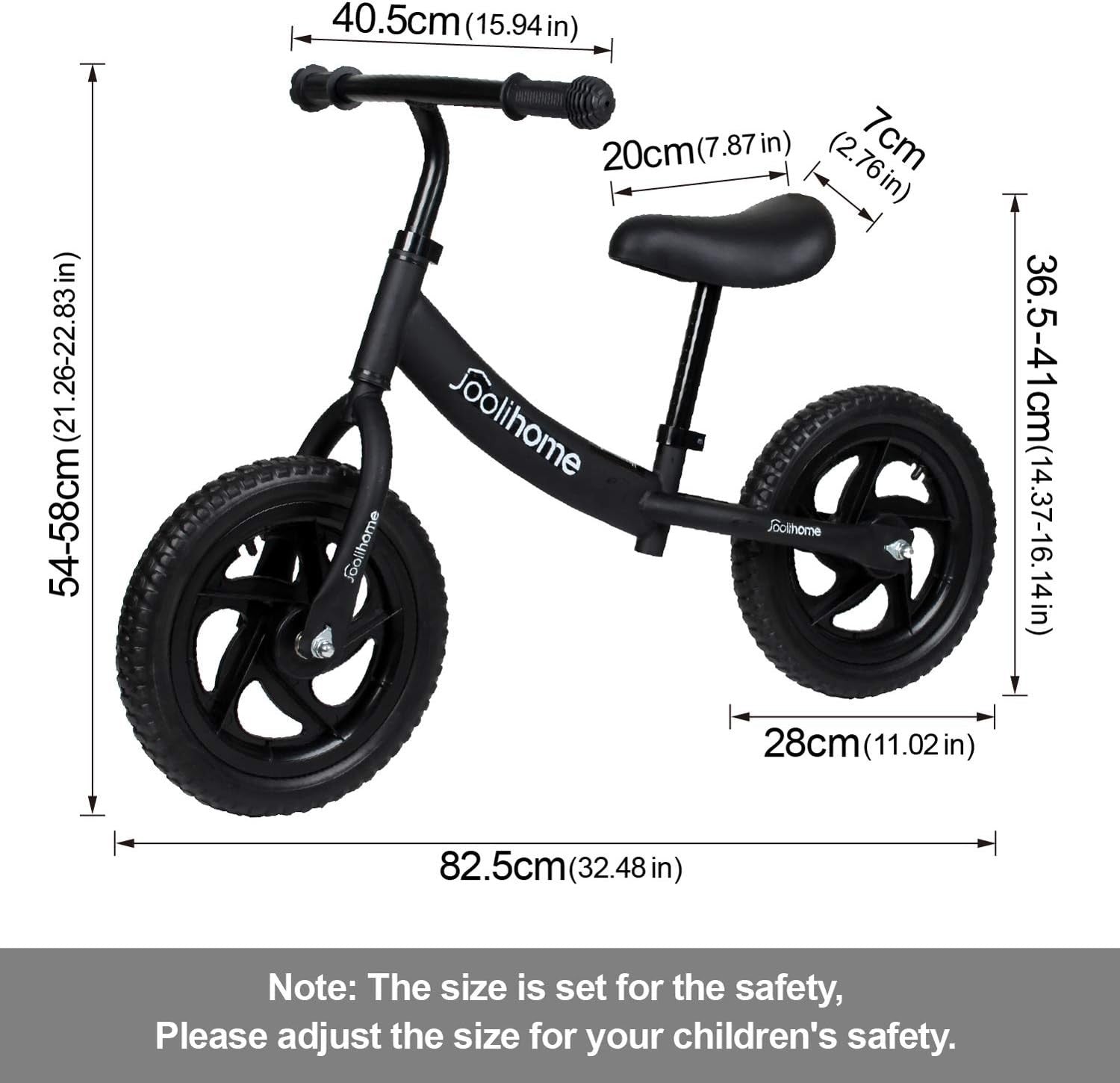12 Inch Balance Bike Kids Training Bicycle No Pedal Toddler Ride On