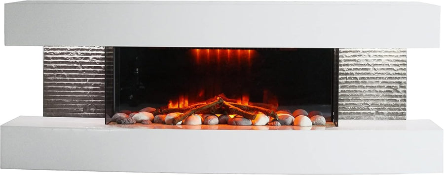 2000W Wall-Mount Electric Fireplace with LED Flame Effect & Remote Control