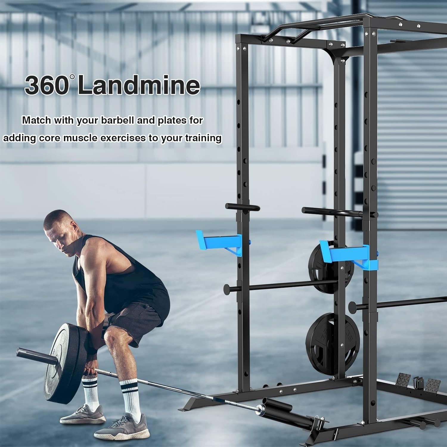Heavy Duty Power Cage Squat Rack 1000lb Home Gym Carbon Steel Black