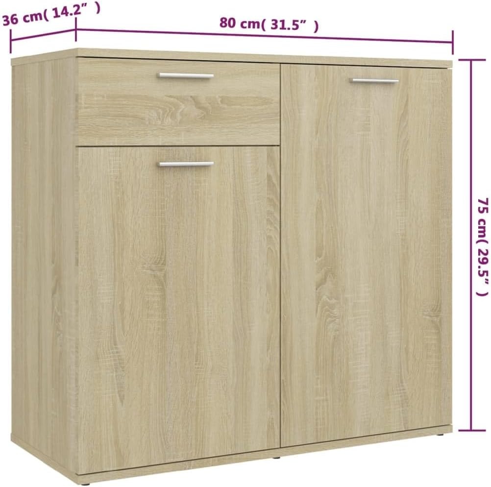 Sideboard Cabinet 4 Door 2 Drawer Storage Oak Wood Unit for Living Room