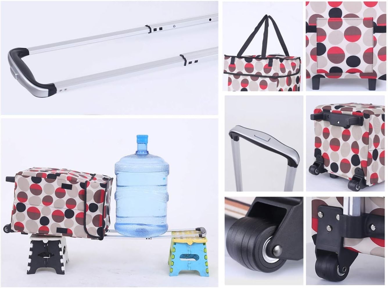 Foldable Utility Cart 41L Collapsible Grocery Trolley Waterproof Black Plaid