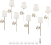 Wireless Rechargeable LED Wall Lights 8-Pack, Dimmable, Remote, Color Change