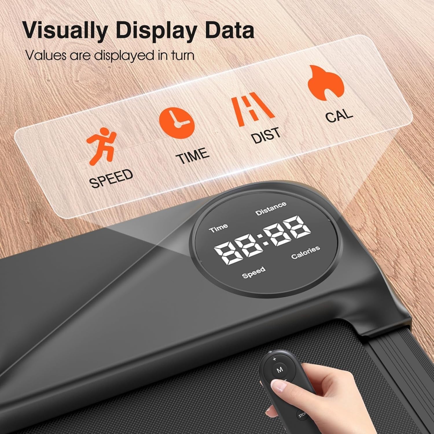 Under Desk Walking Treadmill 2.5HP Home Gym Portable with Remote & LED