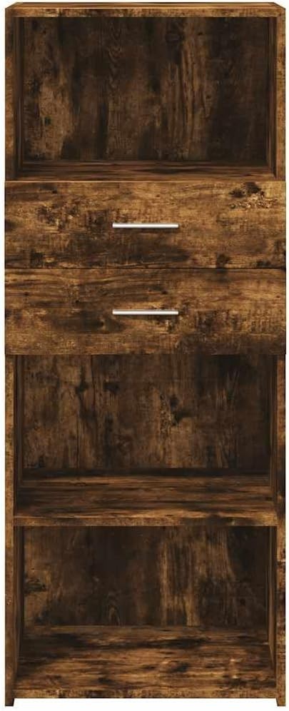 Smoked Oak Storage Cabinet Modern Wood Cupboard 50x42.5x124cm