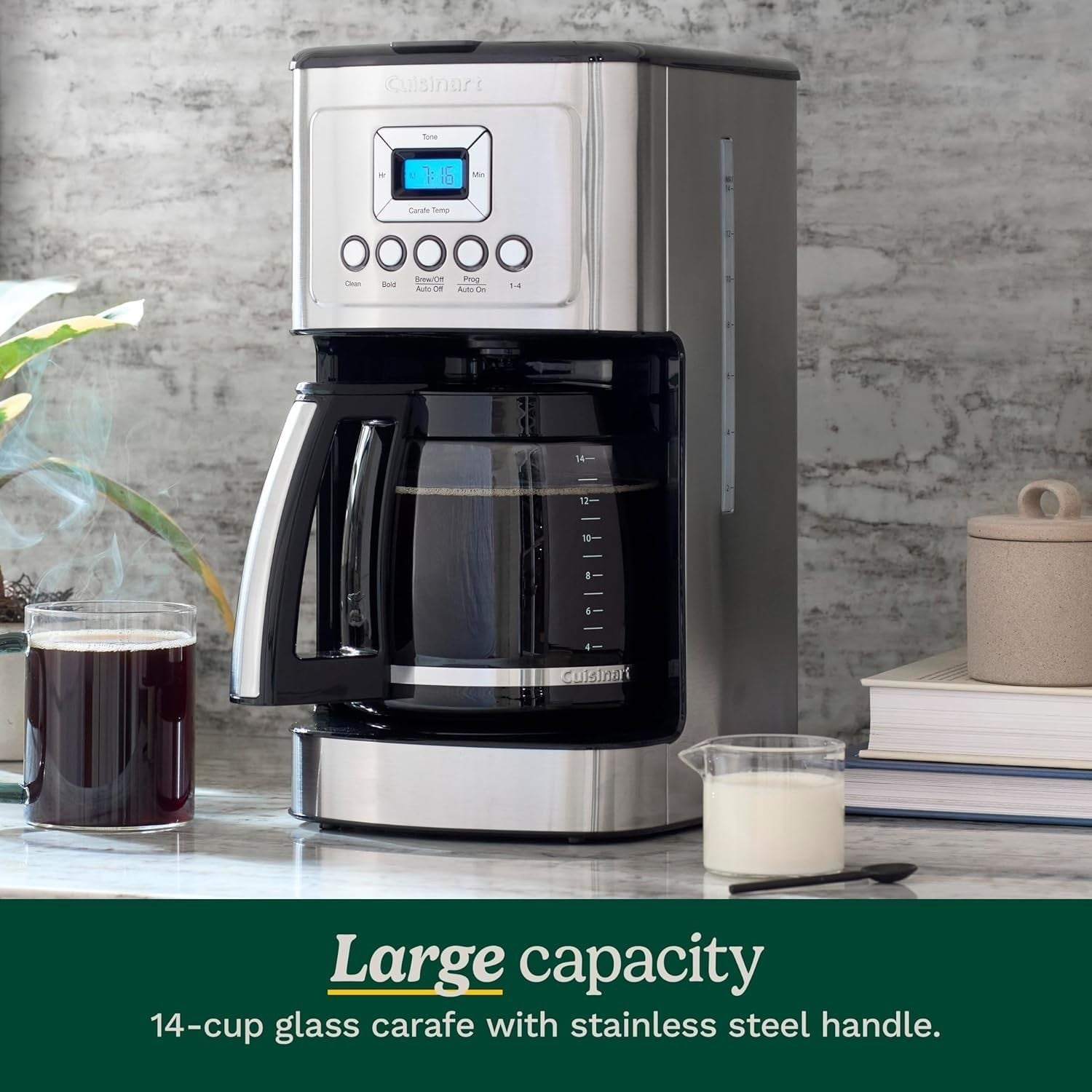 14 Cup Programmable Coffee Maker Drip Machine Stainless Steel Large Capacity
