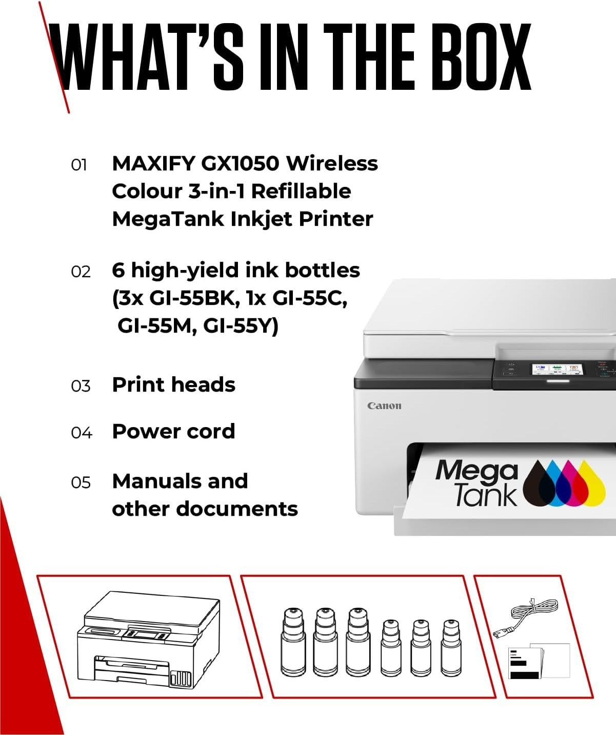 Colour MegaTank Printer A4 WiFi Auto-Duplex Refillable Ink 250-Sheet