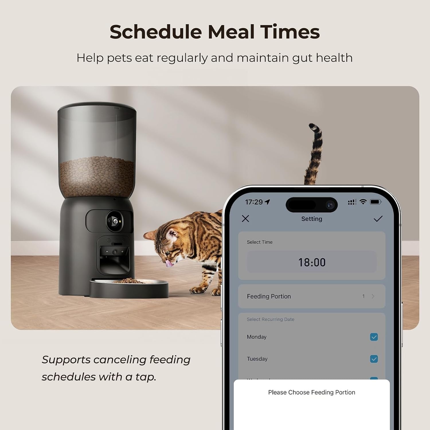 Smart Cat Feeder Dual Camera 1080P WiFi App Control 6L Auto Feeder