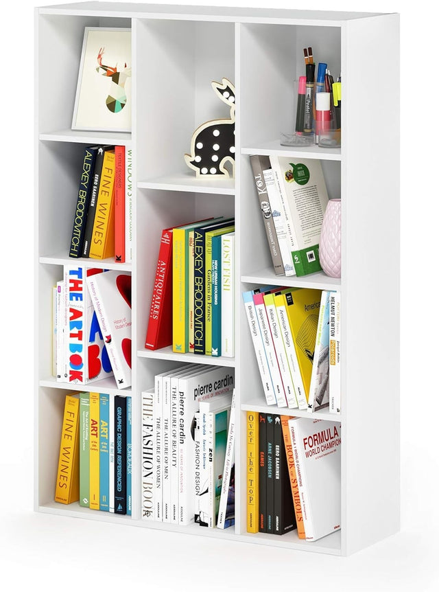 11 Cube Reversible Bookcase Storage Open Shelf Compact Design Organizer White