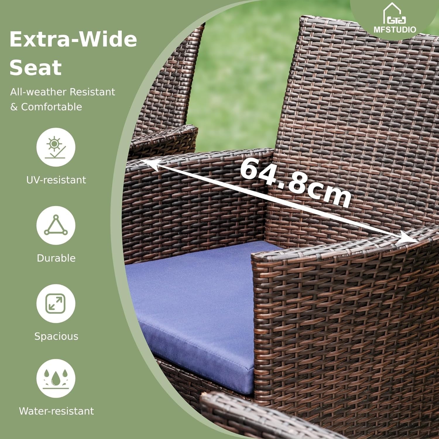 Rattan Garden Armchairs Set of 4 Cushioned Outdoor Patio Balcony Seating