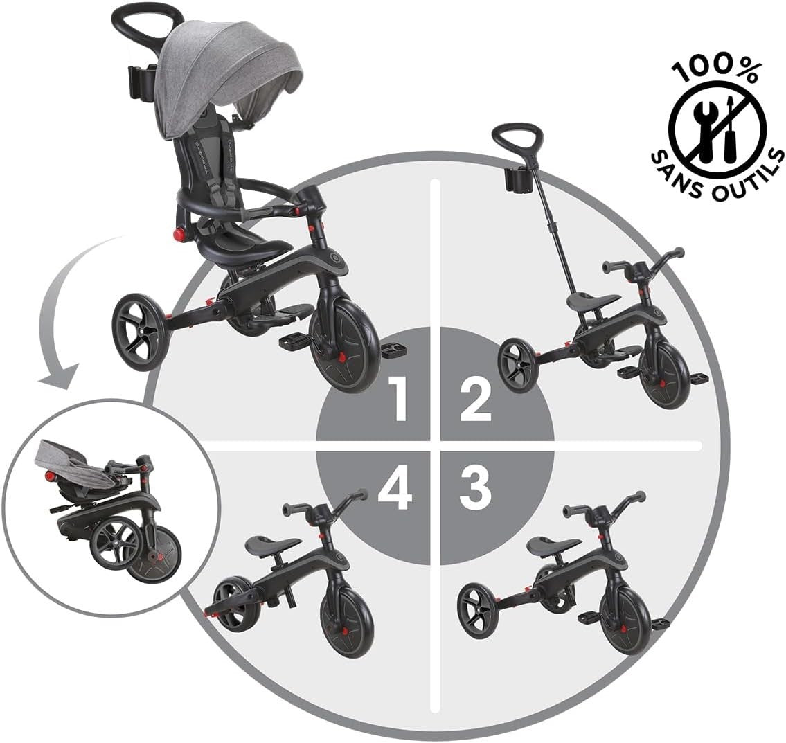 4 in 1 Foldable Trike Balance Bike Kids Ride On Canopy Black 1-5Y