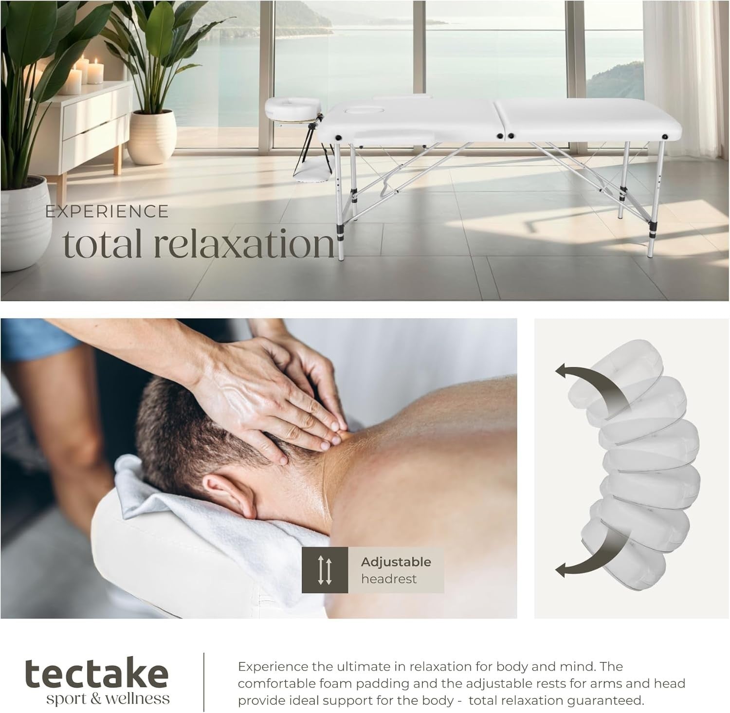 Portable Massage Table Foldable Height Adjustable Aluminium Bed + Bag White