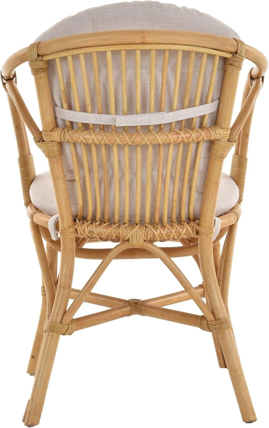 Natural Rattan Armchair With Cushion Honey Finish Indoor Wicker Lounge Chair