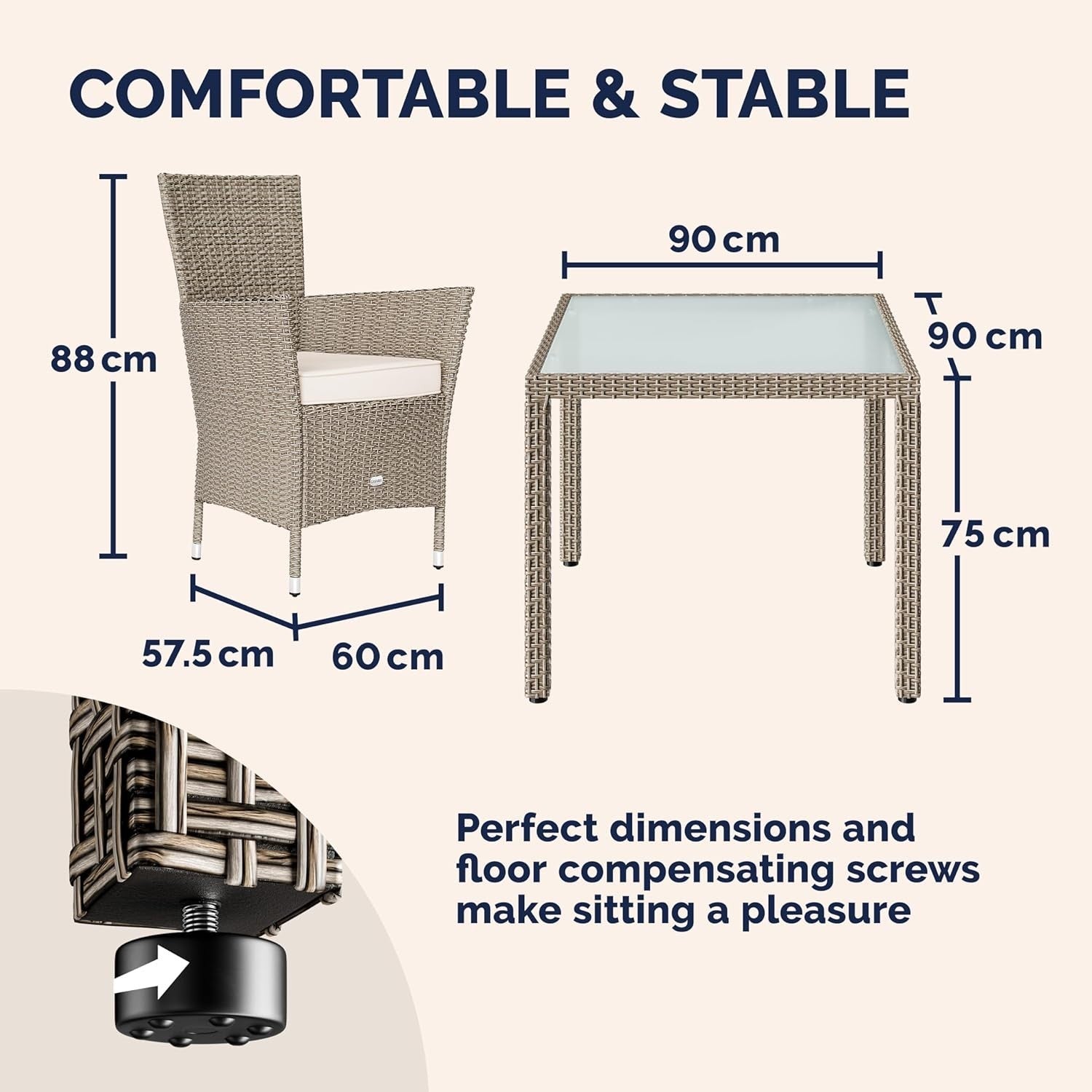 Rattan Garden Furniture Set 5pc Outdoor Patio Dining Table & 4 Chairs