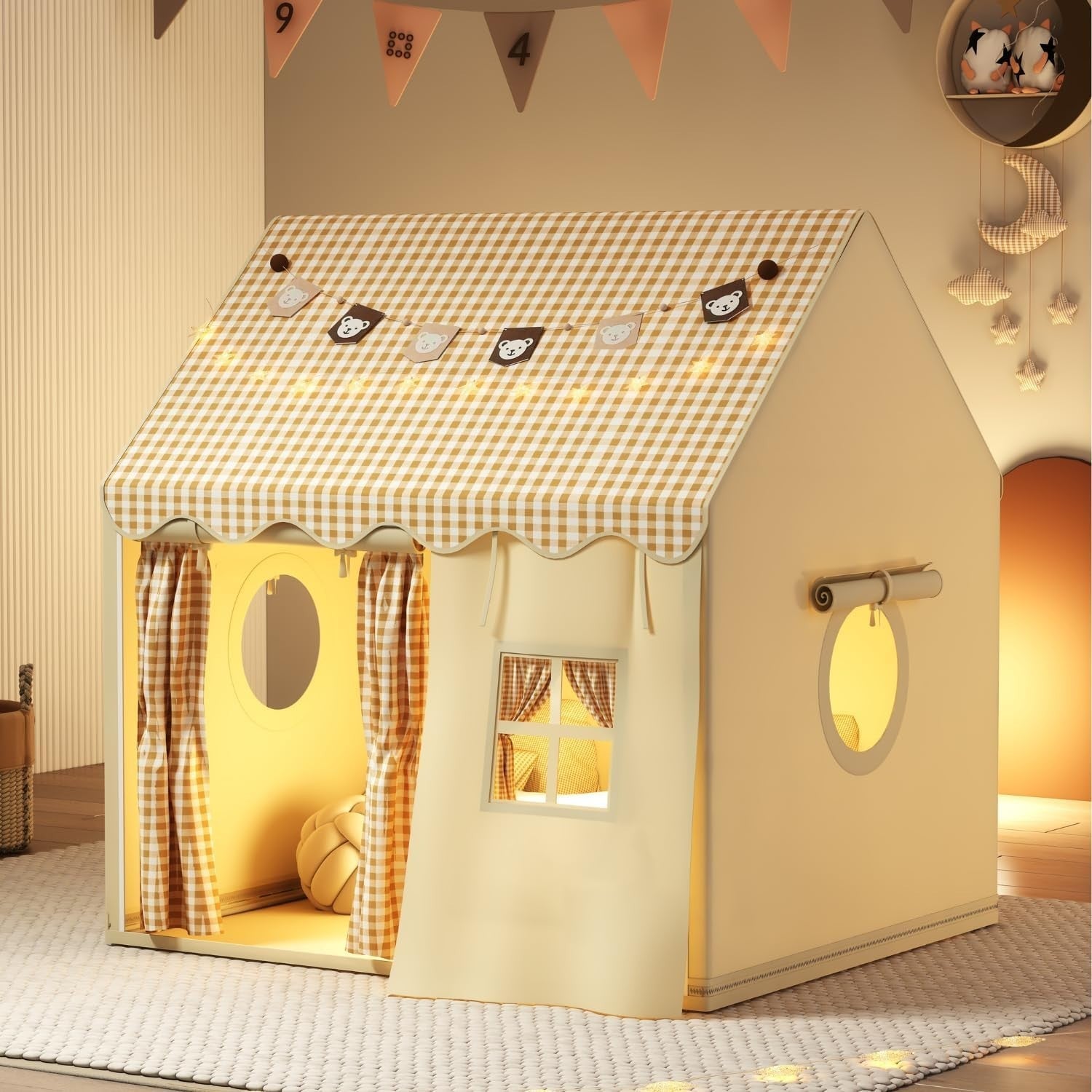 Kids Play Tent with Star Lights Indoor Outdoor Washable Teepee House