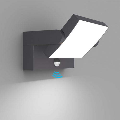 24W Outdoor Waterproof LED Wall Light with Motion Sensor & Swivel Panel
