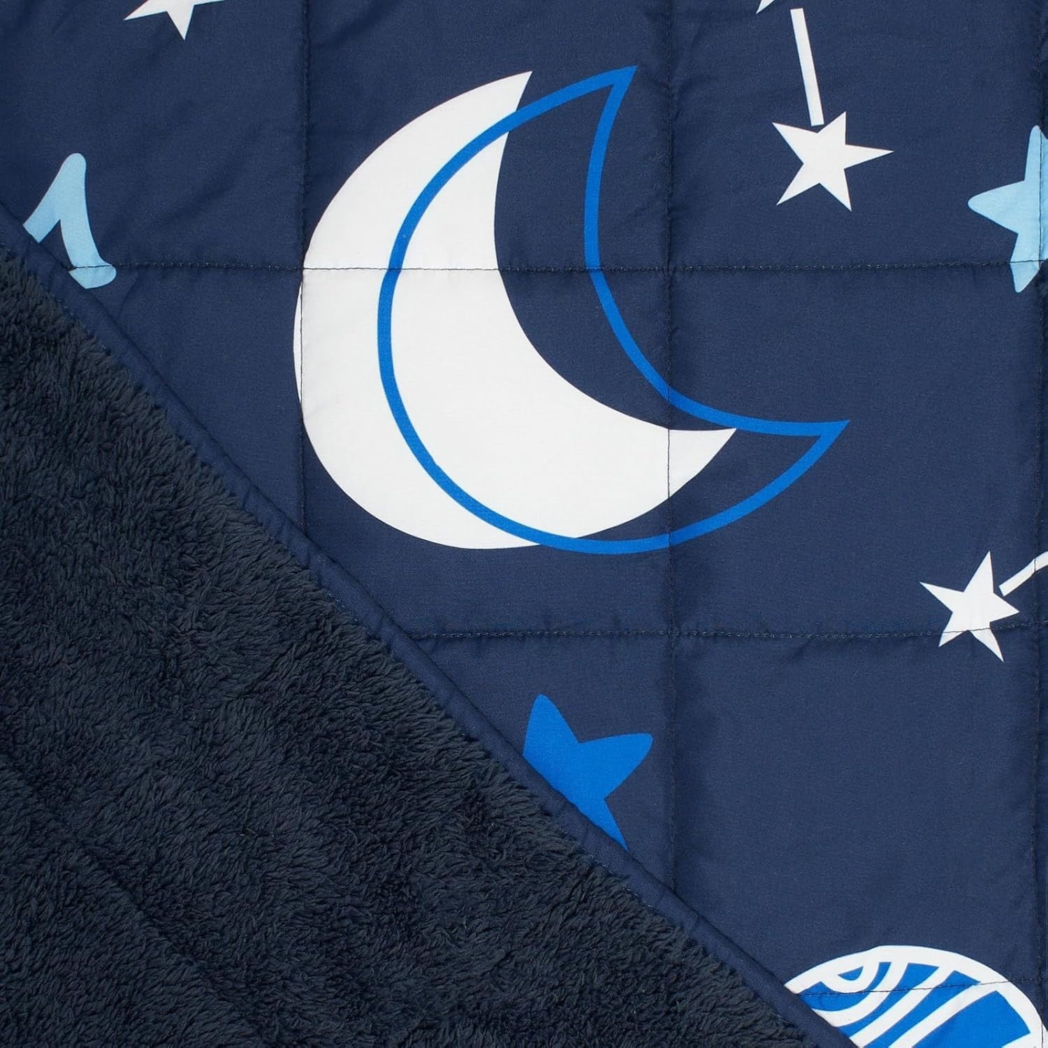 3kg Weighted Blanket 100x150cm Navy Blue Space Teddy Fleece Sleep Aid