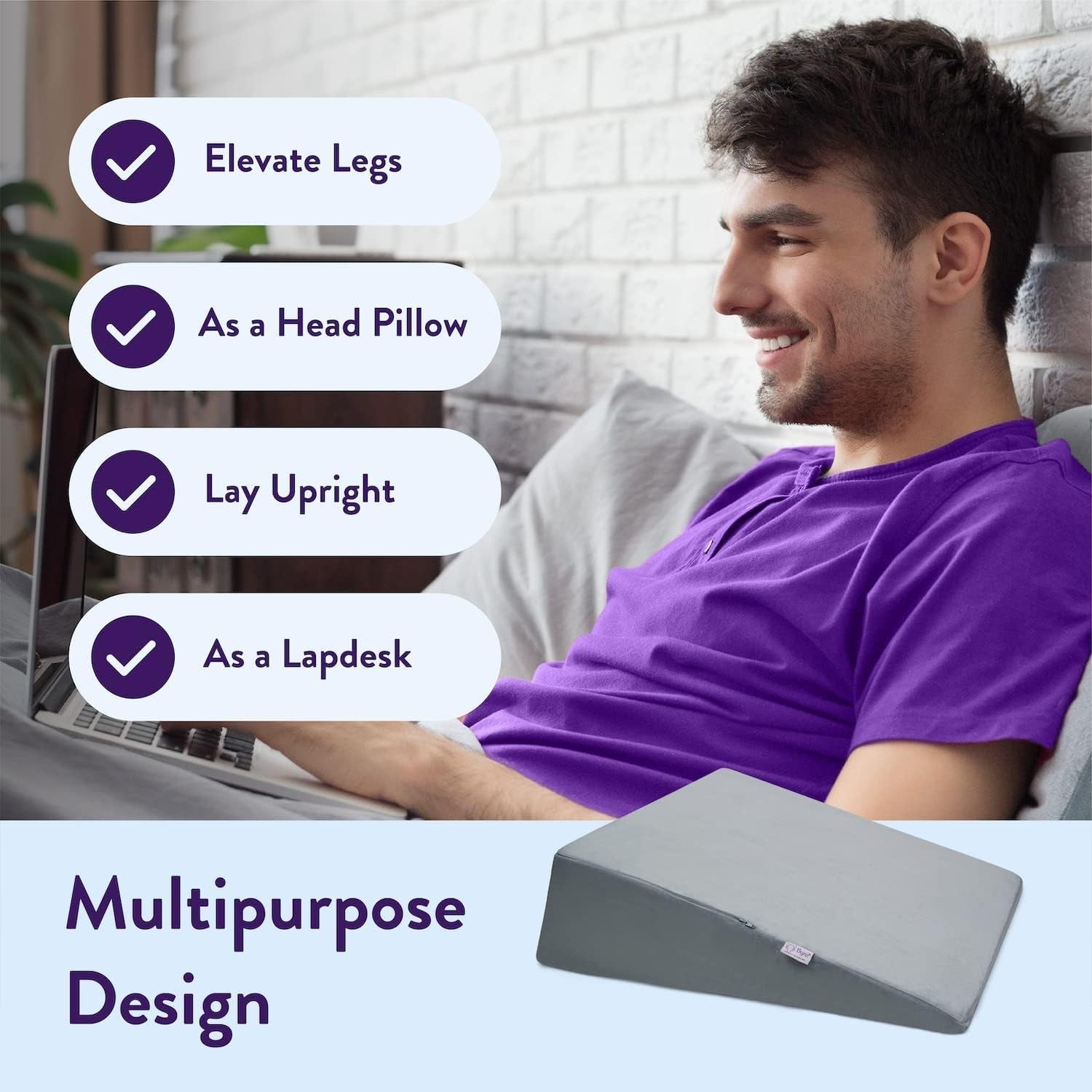 Orthopaedic Bed Wedge Pillow Memory Foam Adjustable Back Leg Support