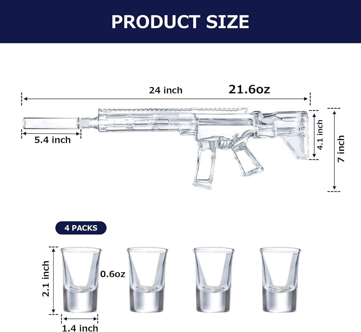 AR15 Style Whiskey Decanter Holster Set with Shot Glasses Party Gift