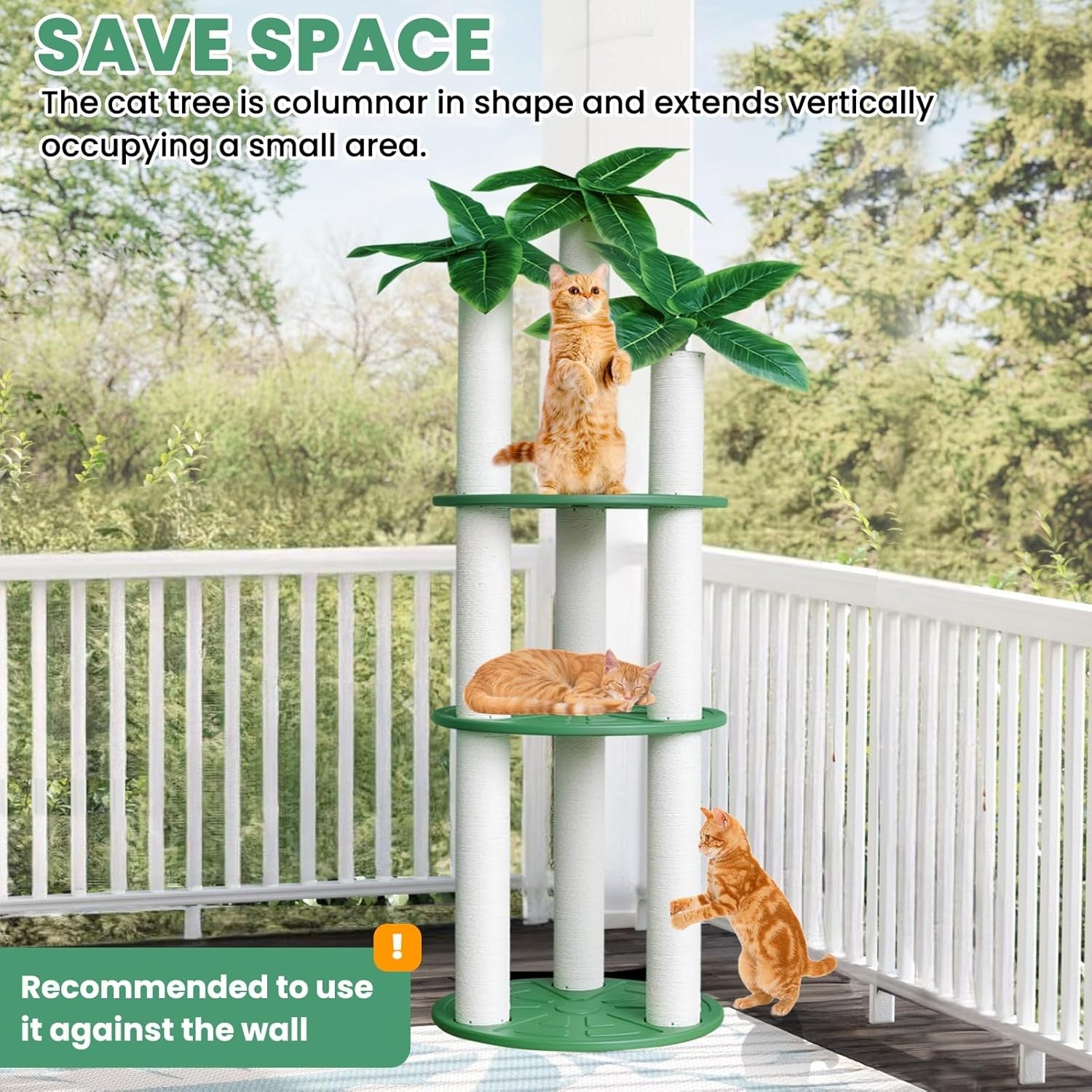 68 Inch Outdoor Cat Tree Tower Waterproof Cylindrical Scratching Post Patio