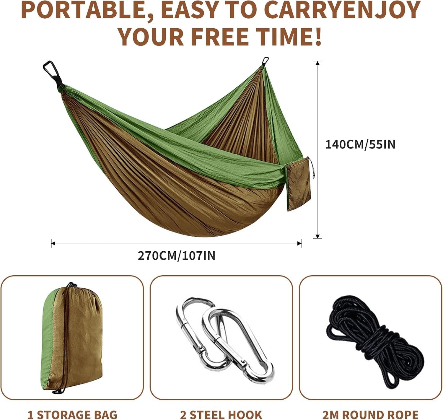 Portable Double Camping Hammock | 270x140cm | 300kg | Travel & Outdoor Relax