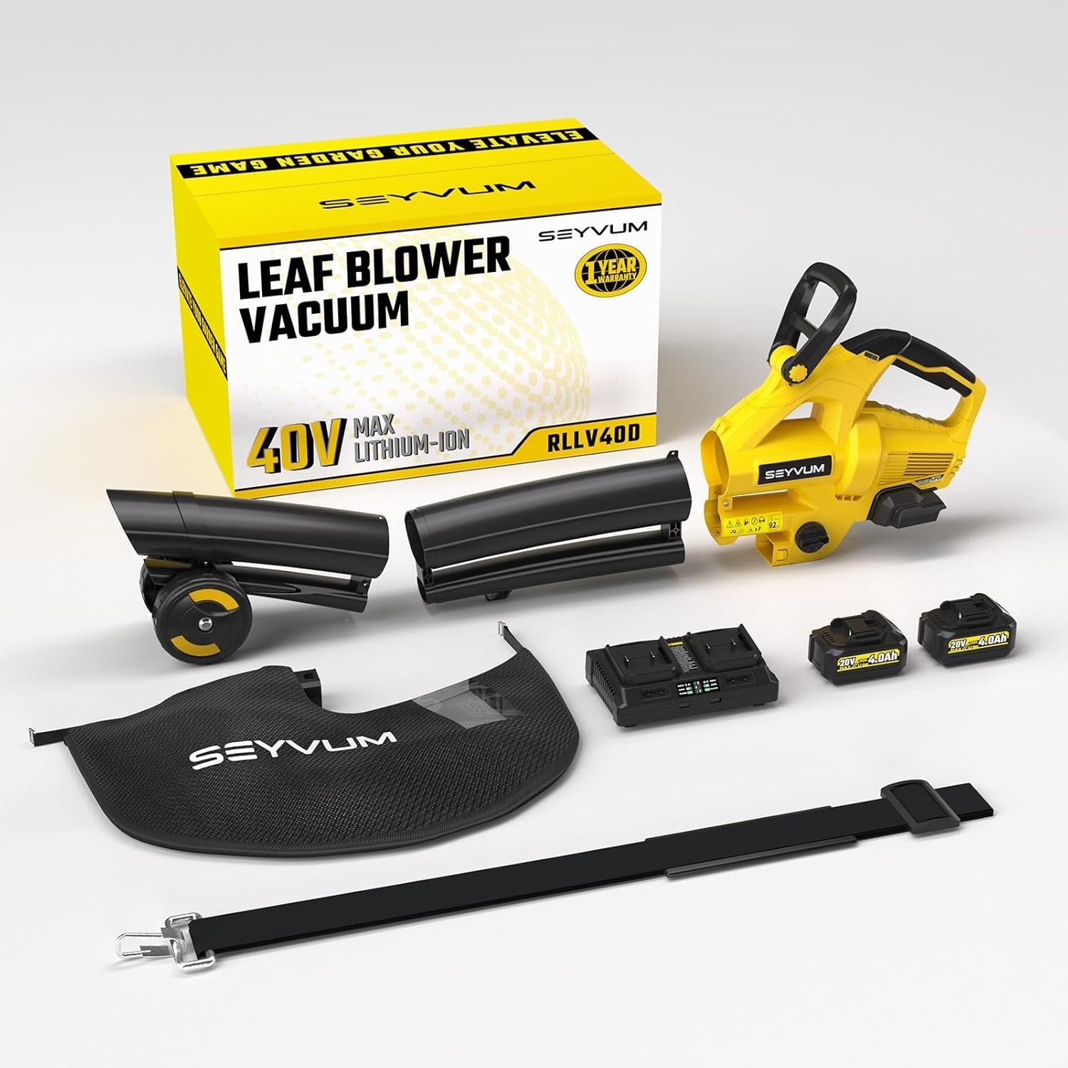40V Cordless Leaf Blower Vacuum Mulcher 3-in-1 45L Bag Adjustable Speed