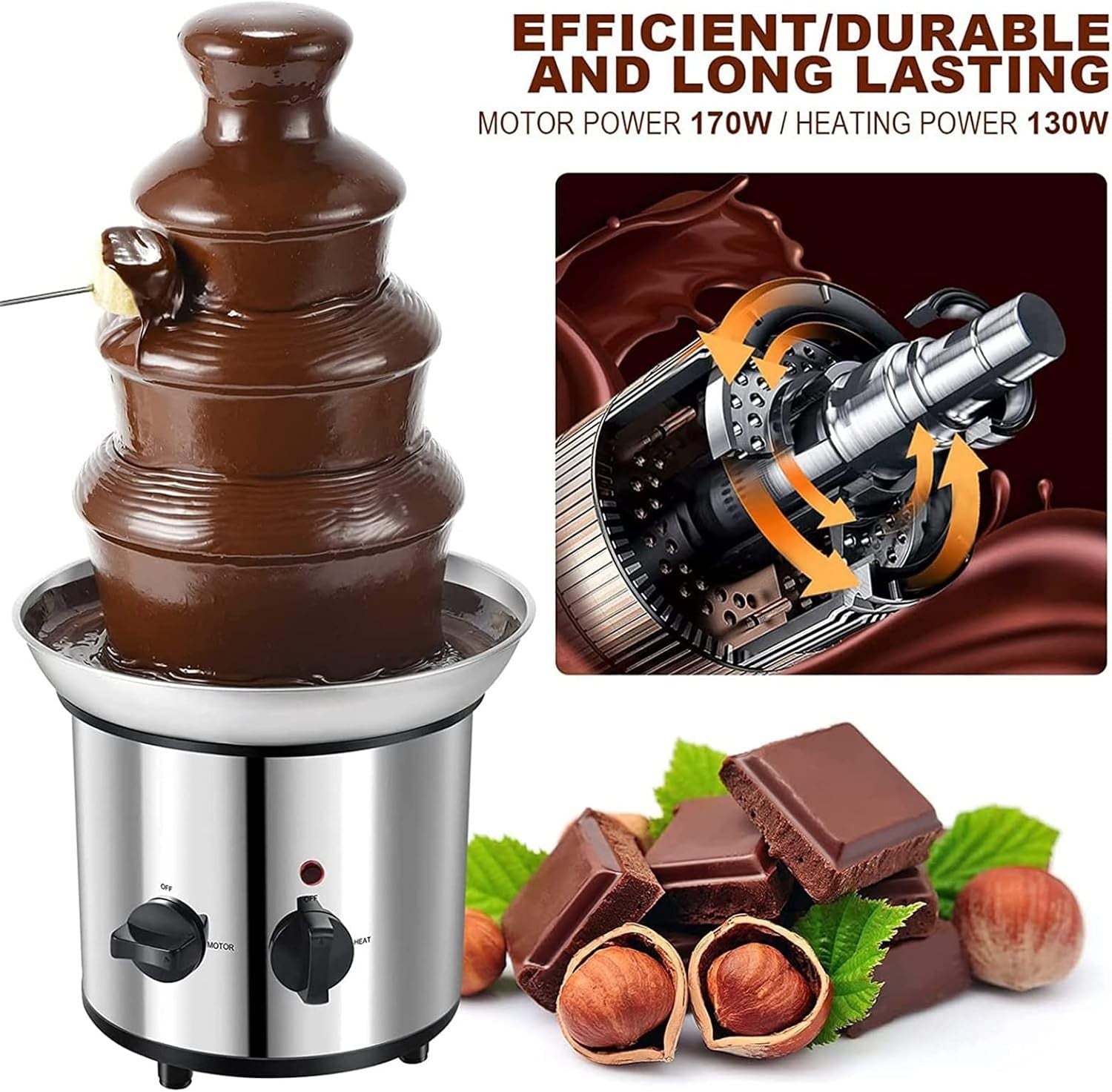 4 Tier Stainless Steel Chocolate Fountain Commercial Fondue Machine