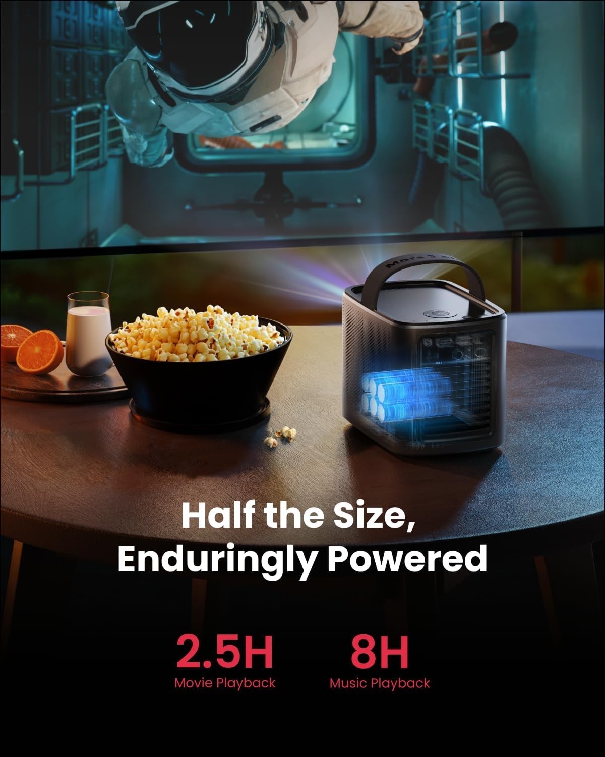 Portable 1080P Mini Projector 400 ANSI Smart WiFi Google TV Dolby Audio