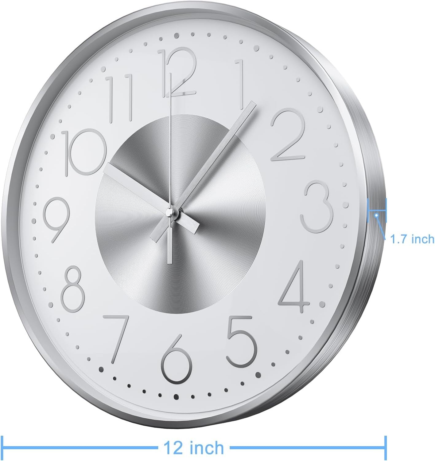 Modern Silent Wall Clock 30cm Large Number Metal Design Home Office Kitchen Deco