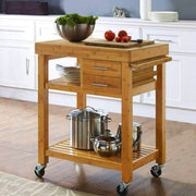 Bamboo Kitchen Trolley Cart w Drawers Shelves