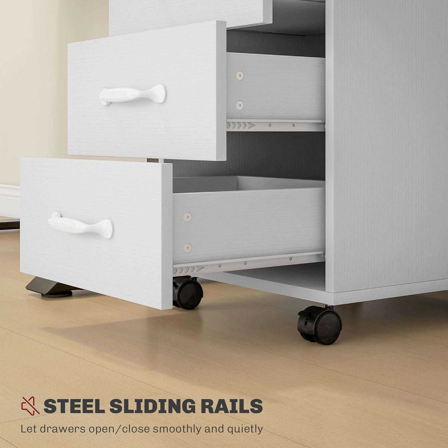 Compact Rolling File Cabinet 3 Drawer Under Desk Printer Stand Storage