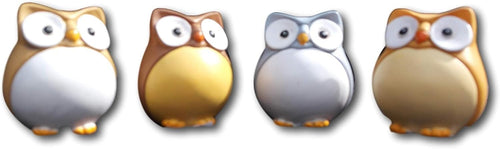 Ceramic Owl Family Set of 4 | Cute Mini Wildlife Ornaments | Shelf & Desk