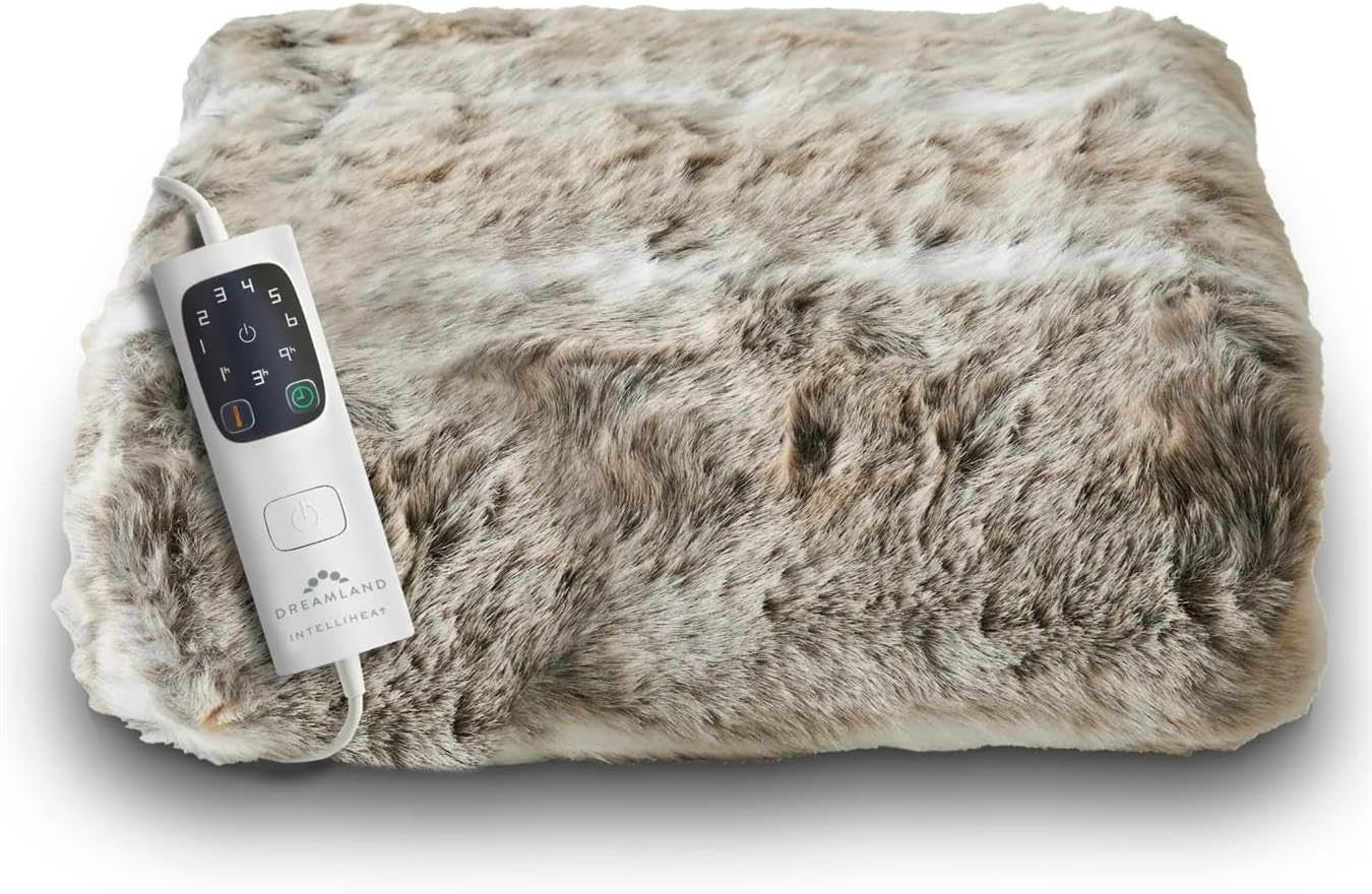 Luxury Heated Throw Faux Fur Electric Blanket Fast Heat Timer 160x120cm