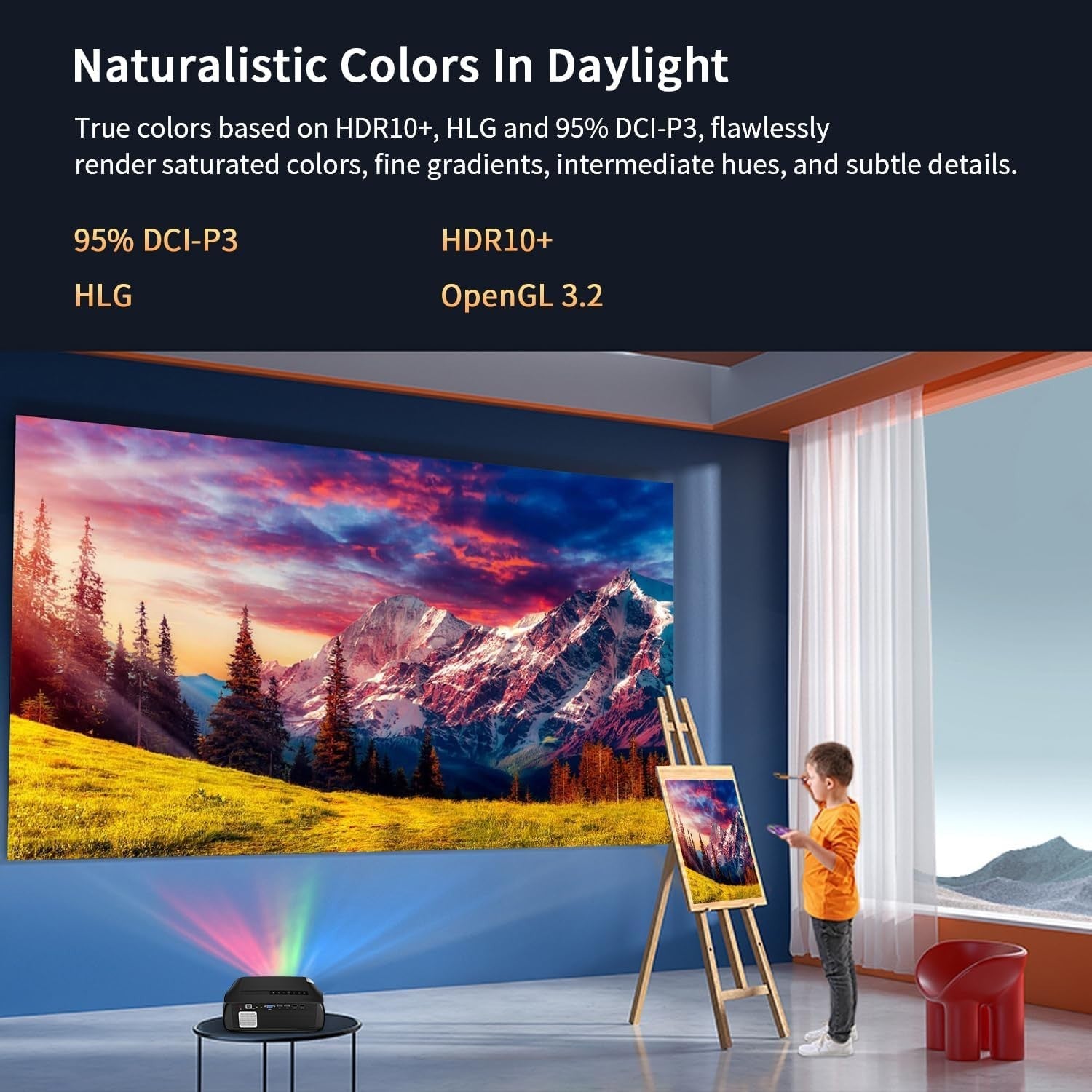 4K Smart Projector 1800 ANSI Daylight Android TV WiFi 6 300”