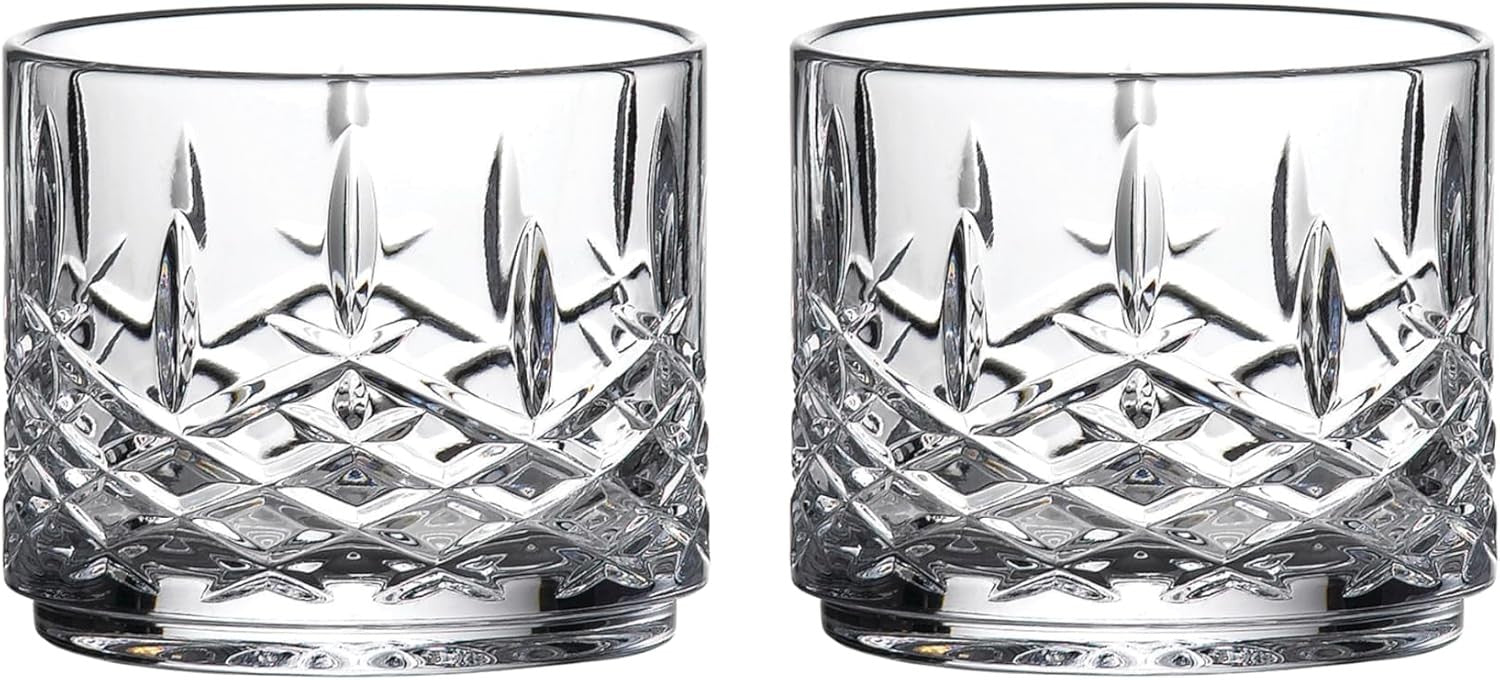 Crystal Stacking Whiskey Decanter & Tumbler Set Elegant Cut Glass Design