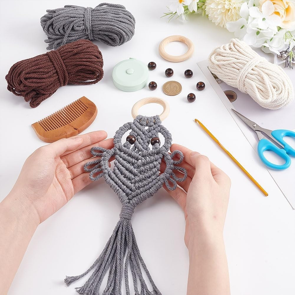 3 Set DIY Owl Macrame Kit Boho Dreamcatcher Wall Decor