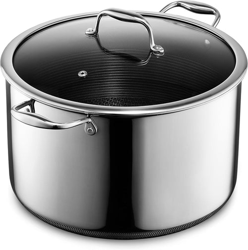 12L Deep Non Stick Stockpot with Lid – Induction & Oven Safe Stainless Steel Pot