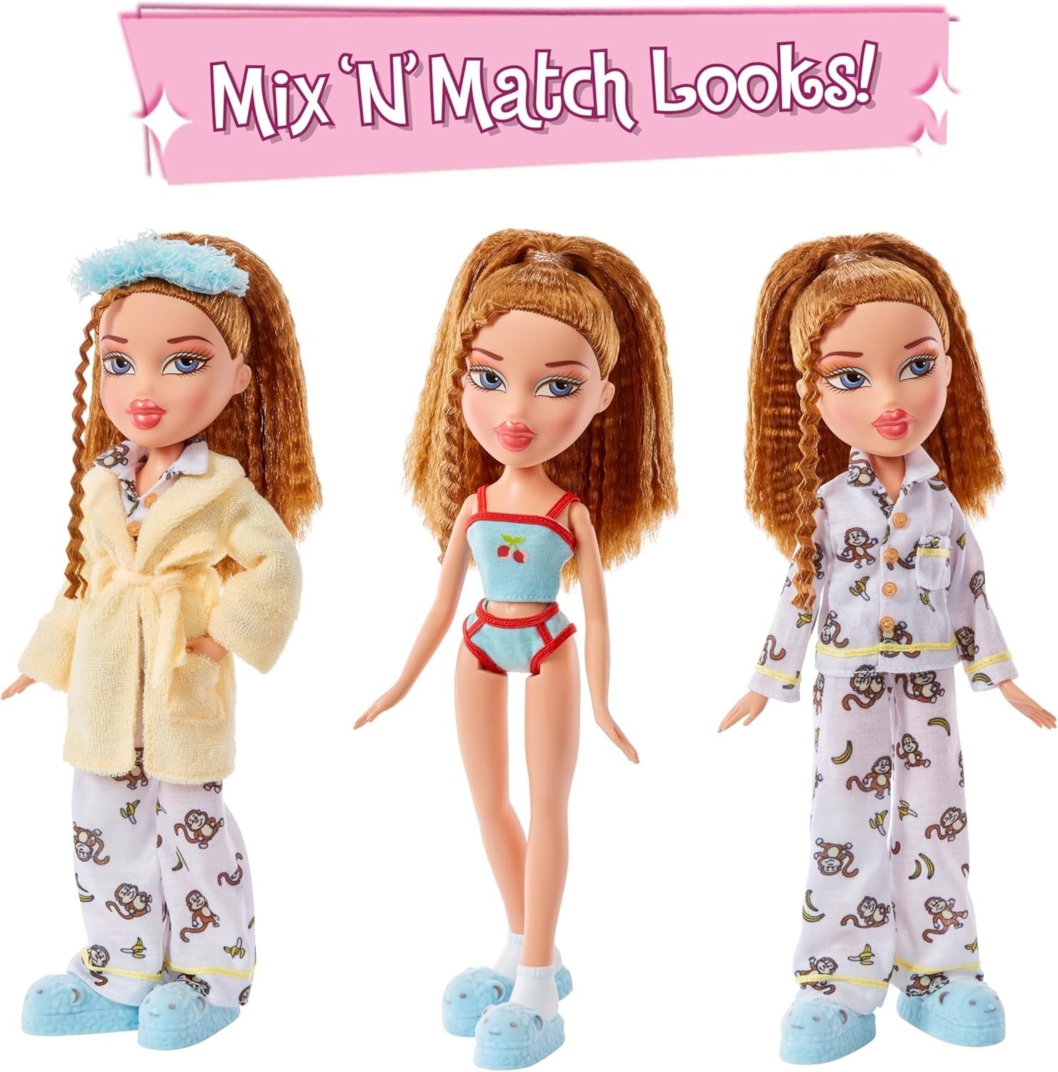 Red Hair Slumber Party Fashion Doll Pyjamas Plush Sleepover Set