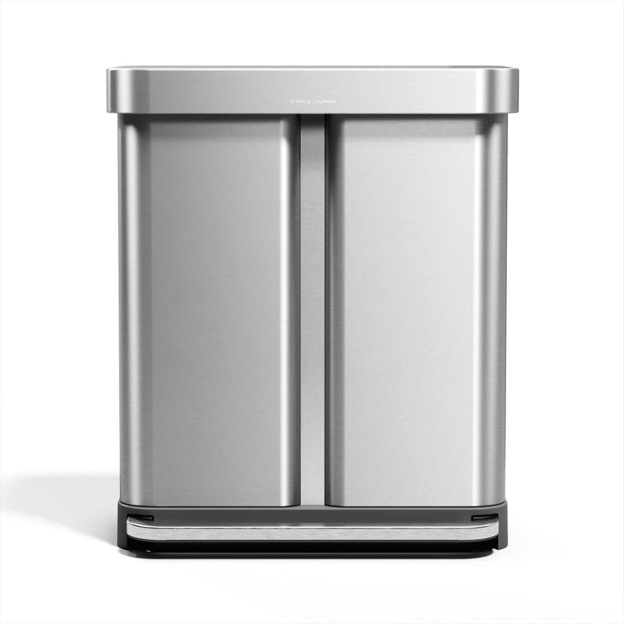 58L Dual Compartment Recycling Pedal Bin Soft Close Stainless Steel