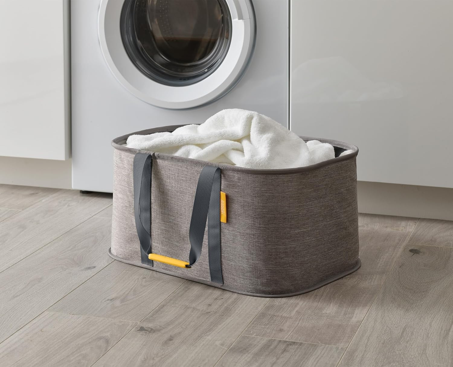 2-Piece Laundry Set with 60L Hamper & 35L Collapsible Basket Grey Fabric Organis