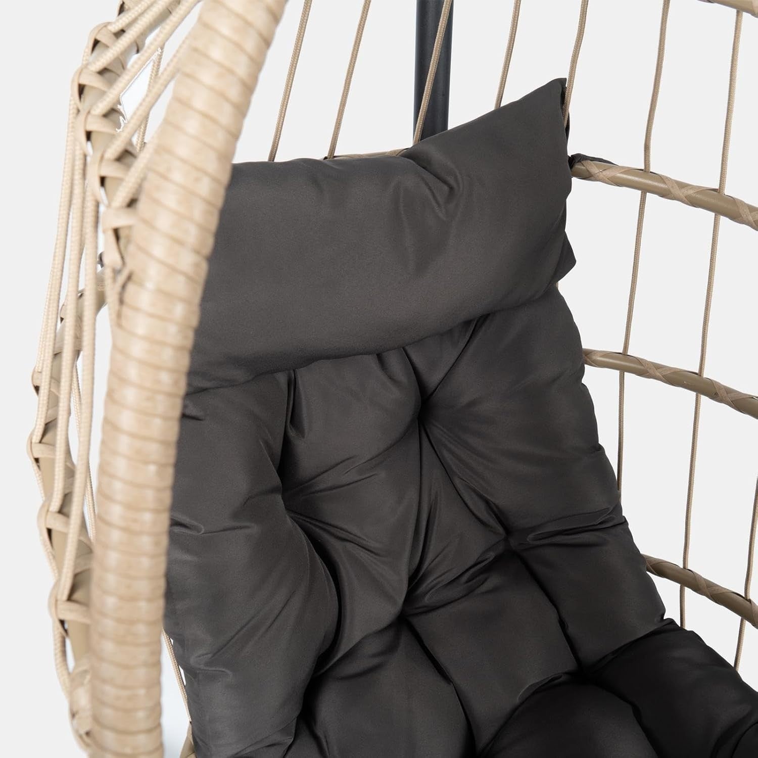 Rattan Hanging Egg Chair with Stand | Outdoor Swing Seat with Cushion