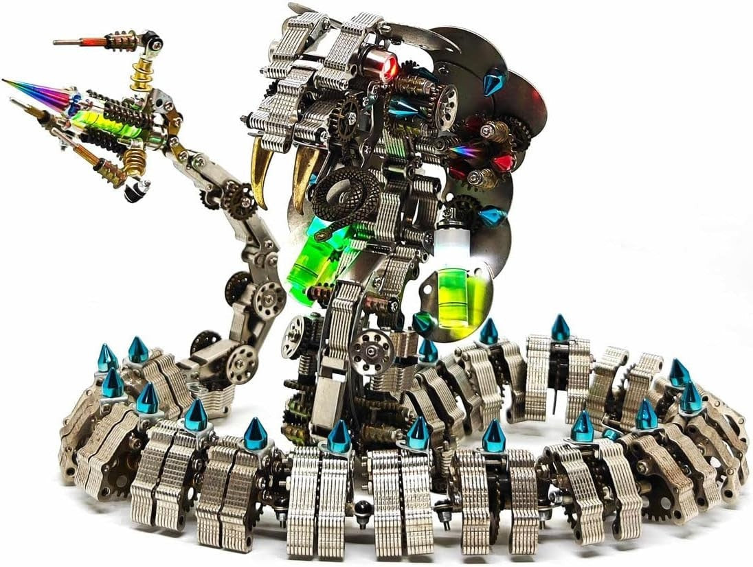 3D Metal Cobra Puzzle Kit 1000PCS Articulated Steampunk Snake Model