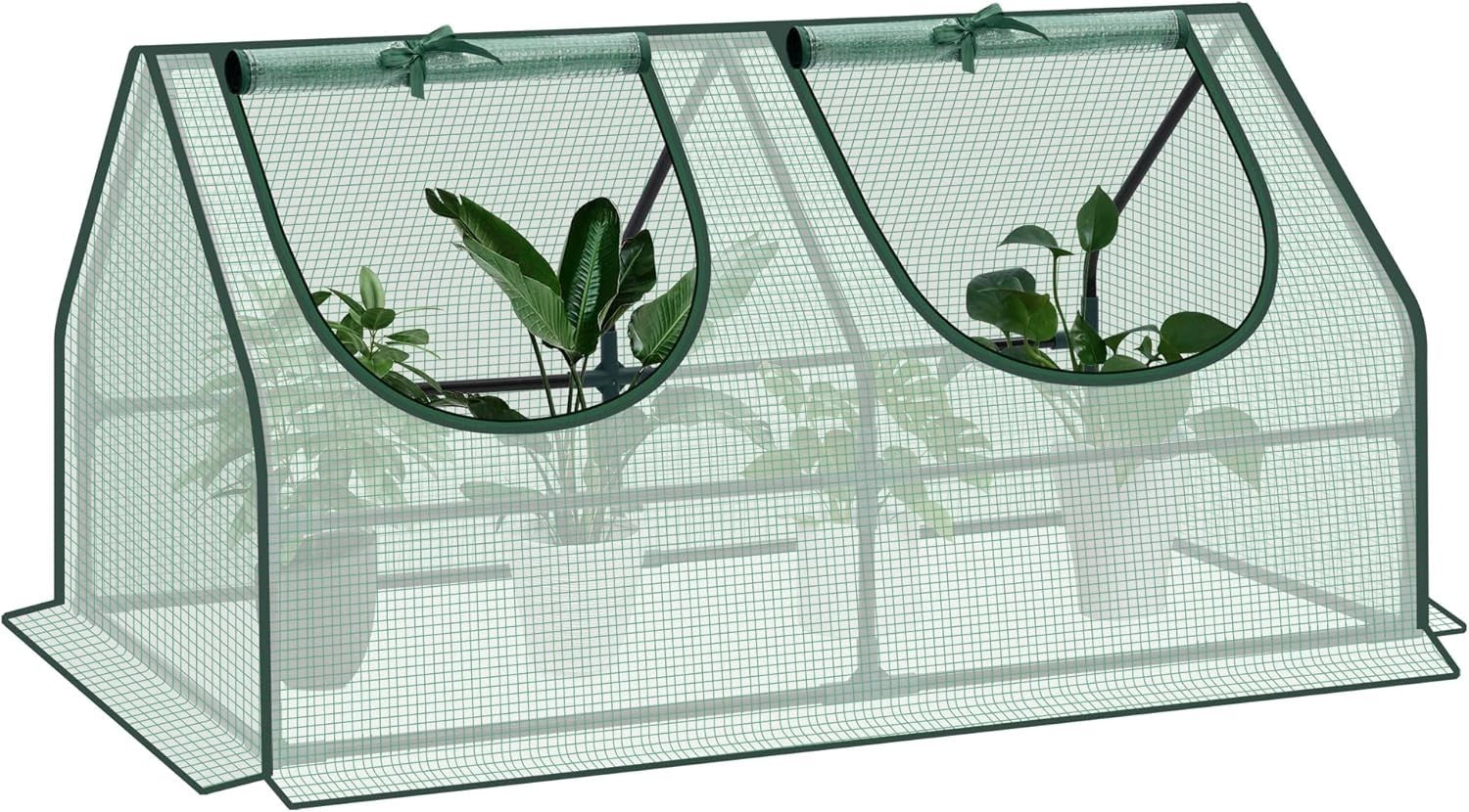 Mini Garden Greenhouse 120x60x60cm with Roll-Up Windows & Reinforced PE Cover