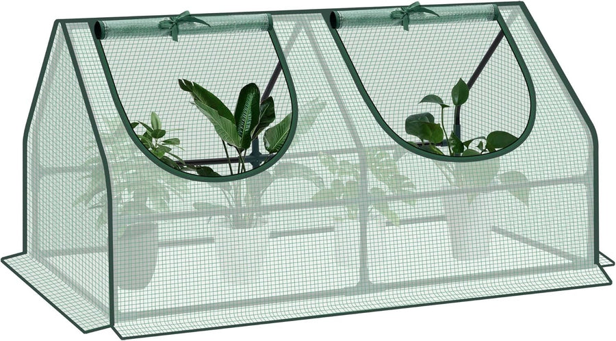 Mini Garden Greenhouse 120x60x60cm with Roll-Up Windows & Reinforced PE Cover